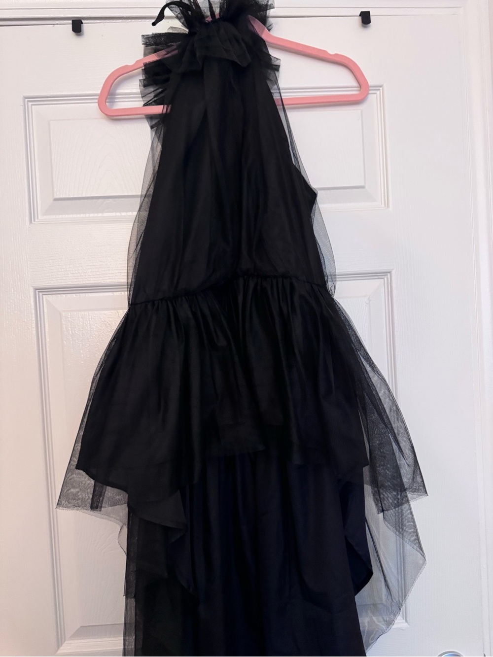 Black Layered Tulle Halter Blouse